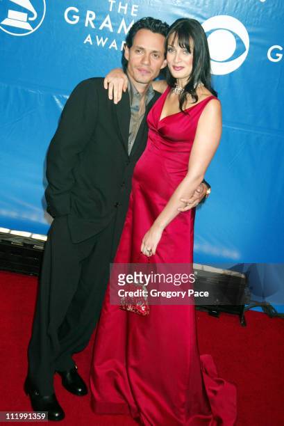 Marc Anthony and wife Dayanara Torres during The 45th Annual GRAMMY Awards - Arrivals by Gregory Pace at Madison Square Garden in New York, NY,...