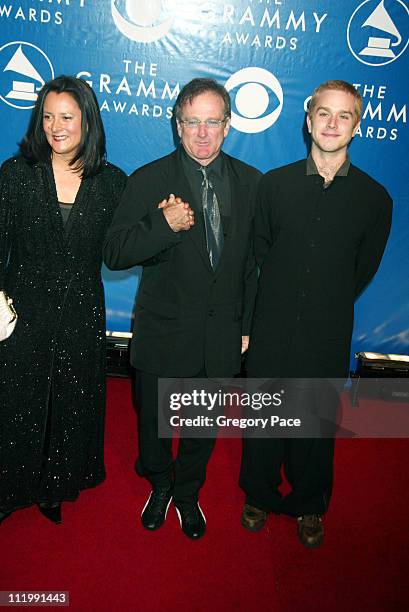 Robin Williams and wife Marsha and son during The 45th Annual GRAMMY Awards - Arrivals by Gregory Pace at Madison Square Garden in New York, NY,...