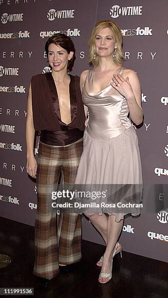 Michelle Clunie and Thea Gill during Celebration of the Third Season of "Queer as Folk" at Tribeca Grand Hotel in New York City, New York, United...