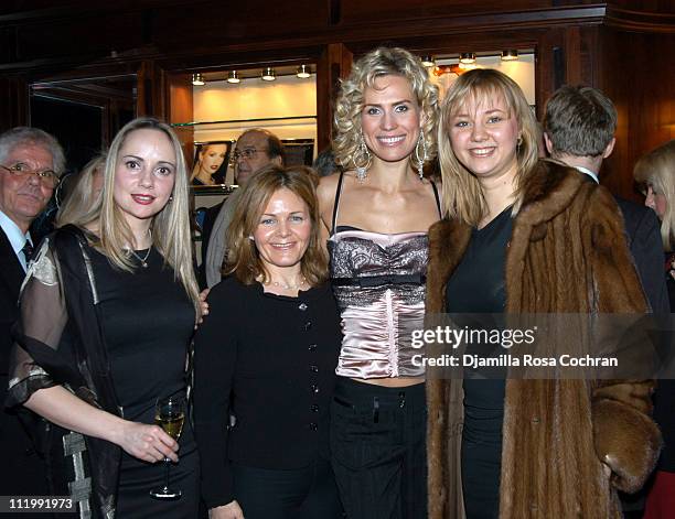 Julia Dimitrova, Elena Malhevska, Anna Malova wearing Chopard jewelry and Alisa Cawley
