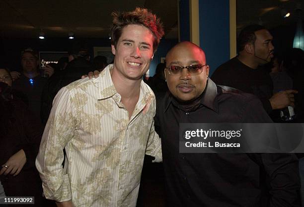 Andrew Firestone with Daymond John during 2004 Park City - Paradigm party at the SKYY View Lounge at Skyy View Lounge in Park City, Utah, United...