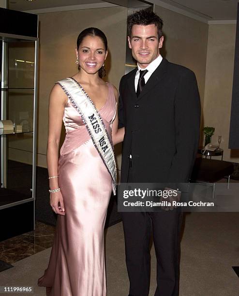 Miss USA Susie Castillo and Aiden Turner during Garland Appeal Gala in New York City at Christie's in New York City, New York, United States.