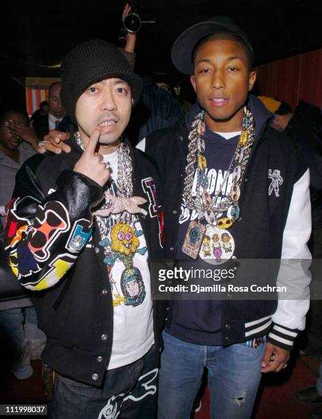 Nigo and Pharrell during Nigo & Pharrell Present A Bathing Ape NYC 1st Anniversary Celebration at Marquee in New York City, New York, United States.