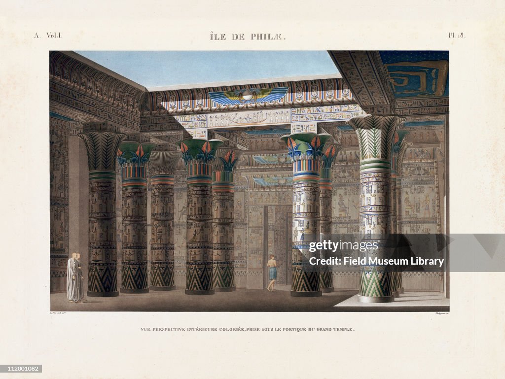 Color Interior Perspective View, From Porch of Grand Temple in the ...