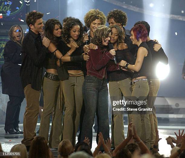 Cast members of "American Idol" during "American Idol" Season 1 Finale - Results Show at Kodak Theatre in Hollywood, California, United States.