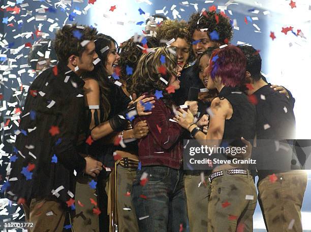 Cast members of "American Idol" during "American Idol" Season 1 Finale - Results Show at Kodak Theatre in Hollywood, California, United States.