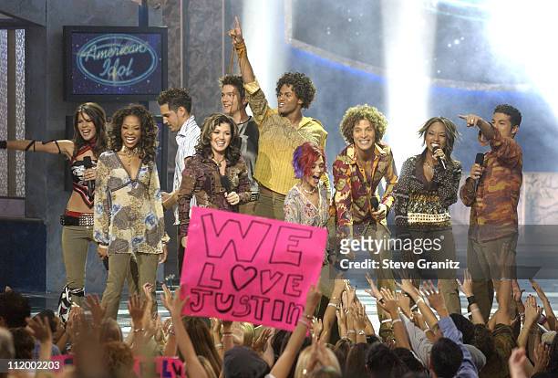 Cast members of "American Idol" during "American Idol" Season 1 Finale - Results Show at Kodak Theatre in Hollywood, California, United States.
