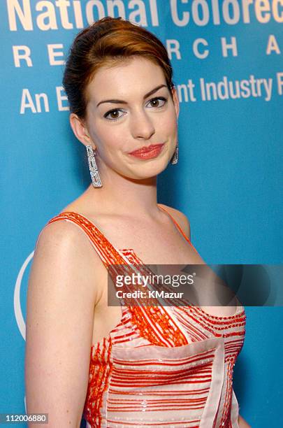 Anne Hathaway during Entertainment Industry Foundation's Colon Cancer Benefit on the QM2 - Red Carpet at Queen Mary 2 in New York City, New York,...