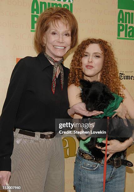 Mary Tyler Moore and Bernadette Peters during Broadway Barks 7 at Shubert Alley in New York City, New York, United States.