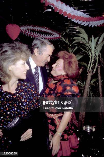 Gregory Peck, Wife Veronique, & Regine Peck during "Welcome to L.A." Party for Julio Iglesias at Chasen's Restaurant in Beverly Hills, California,...