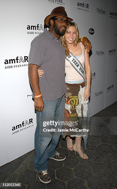 Dhani Jones and Tami Farrell, Miss Teen USA 2003 during 13th Annual amfAR Boathouse Rocks Benefit at Tavern on the Green at Tavern On The Green in...