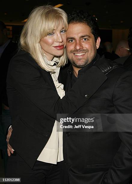 Courtney Love and Brett Ratner during Men's Vogue Hosts a Private Screening of "Helmut" by June with Brett Ratner at Neiman Marcus in Beverly Hills,...