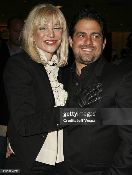 Courtney Love and Brett Ratner during Men's Vogue Hosts a Private Screening of "Helmut" by June with Brett Ratner at Neiman Marcus in Beverly Hills,...