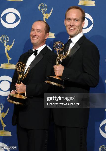 Christopher Markus and Stephen McFeely, winners Outstanding Writing for a Miniseries, Movie or Dramatic Special for "The Life and Death of Peter...