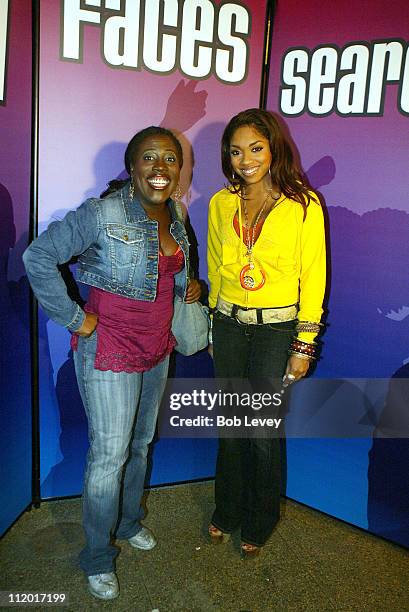 Sheryl Underwood, host of BET's Comic View and R&B singer Brooke Valentine at the BET New Faces Talent Search at The Mercury Room, October 7, 2005 in...