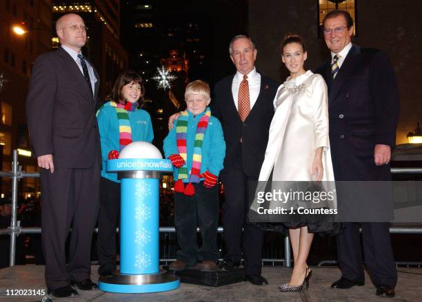 Charles J. Lyons of Unicef joins Rebecca Monday, Zane Boswell,Mayor Michael R. Bloomberg, Unicef Ambassador Sarah Jessica Parker and Sir Roger Moore...