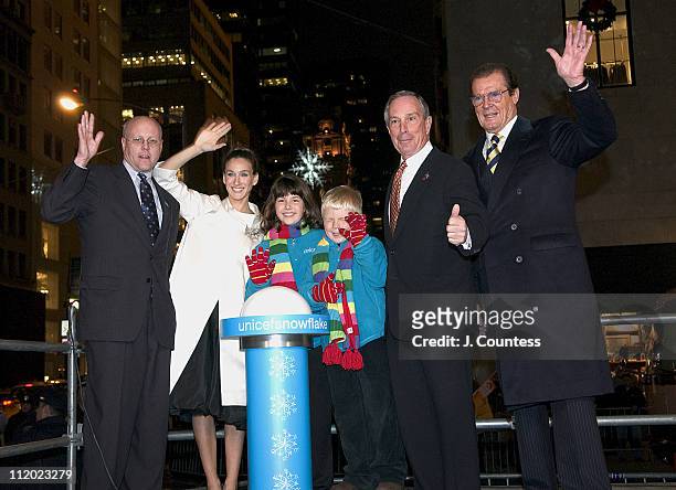 Charles J. Lyons of Unicef joins Unicef Ambassador Sarah Jessica Parker, Rebecca Monday, Zane Boswell,Mayor Michael R. Bloomberg and Sir Roger Moore...