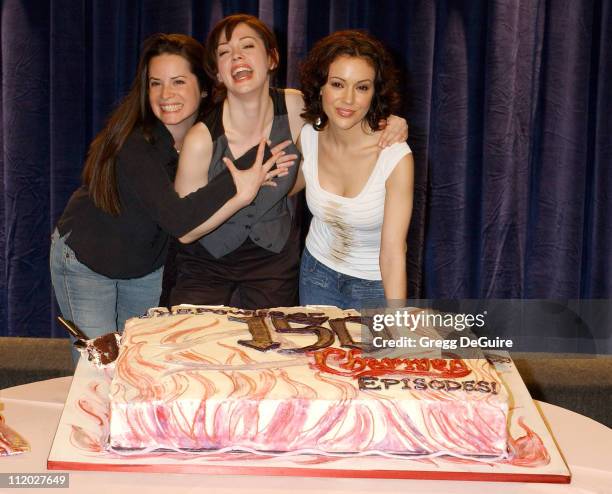 Alyssa Milano, Rose McGowan and Holly Marie Combs during "Charmed" Celebrates 150 Episodes and First Season on DVD at Paramount Studios in Los...