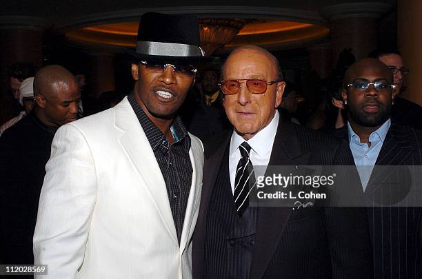 Jamie Foxx and Clive Davis during Clive Davis' 2005 Pre-GRAMMY Awards Party - Cocktail Reception at Beverly Hills Hotel in Beverly Hills, California,...