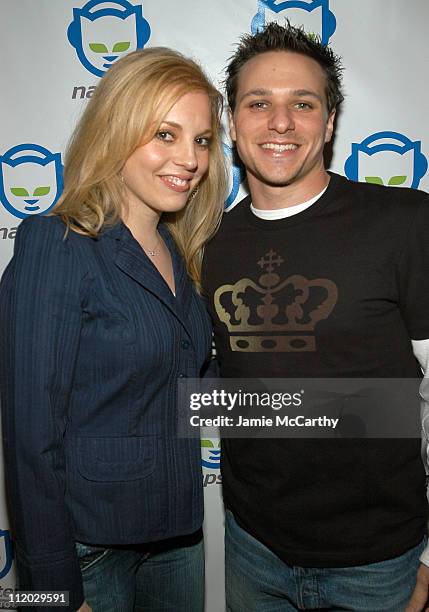 Lea Lachey and Drew Lachey during Napster Launches "Napster To Go" Cafe Tour with Free Music and MP3 Players at Coffee Shop in New York City, New...