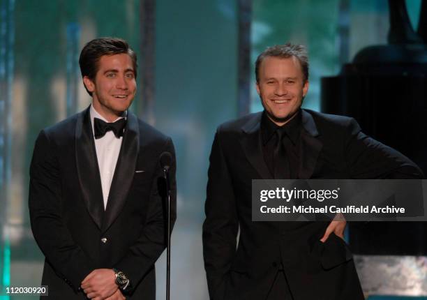 Jake Gyllenhaal and Heath Ledger introduce a clip of "Brokeback Mountain", nominee for Outstanding Performance by a Cast in a Motion Picture...