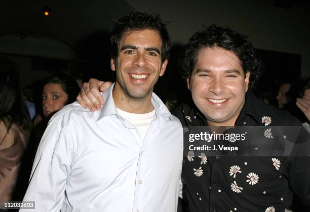 Eli Roth and Joel Michaely during Lionsgate 2006 Oscar Party at Chateau Marmont in West Hollywood, California, United States.