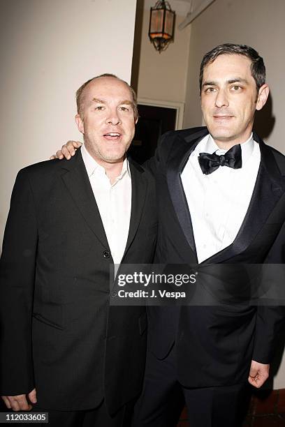 Cassian Elwes and John Lesher during Lionsgate 2006 Oscar Party at Chateau Marmont in West Hollywood, California, United States.