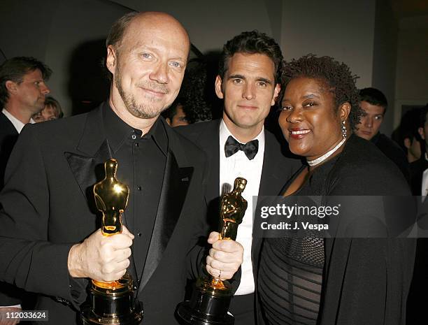 Paul Haggis, winner Best Original Screenplay and Best Picture for "Crash", Matt Dillon and Loretta Devine