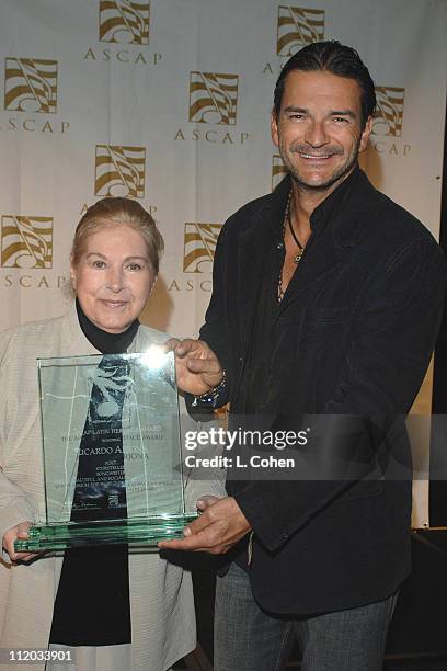 Marilyn Bergman, ASCAP President and Ricardo Arjona, ASCAP Latin Heritage Award honoree