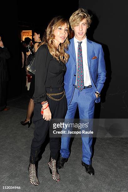 Daniela Zuccoli and Leonardo Bongiorno attend the Poltrone Frau cocktail party during Milan Design Week 2011 on April 11, 2011 in Milan, Italy.