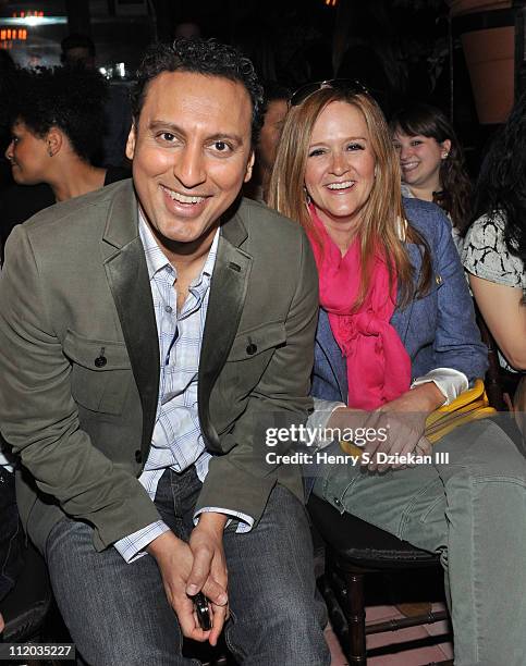 Actor Aasif Mandvi and actress Samantha Bee attend the Banana Republic Fall 2011 Collection fashion show at The Bowery Hotel on April 11, 2011 in New...