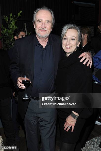 Director Wes Craven and wife Producer Iya Labunka attend the "Scream 4" premiere after party presented by AXE Shower held at The Redbury Hotel on...