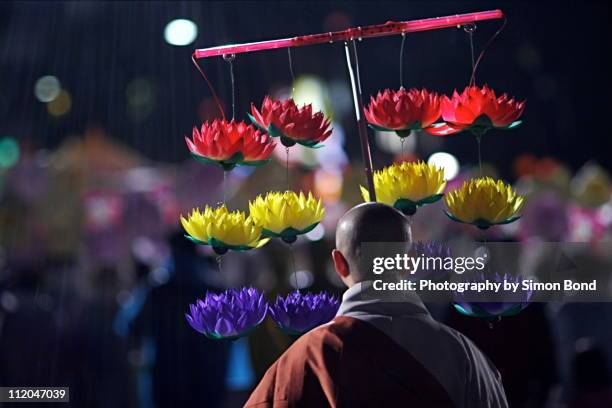 monk hold lanterns - korean culture stock pictures, royalty-free photos & images