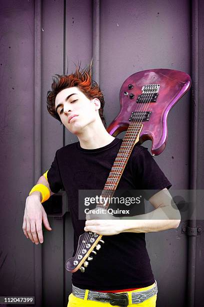 urban rocker - emo guy stock pictures, royalty-free photos & images