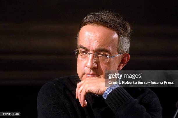 Fiat CEO Sergio Marchionne holds leadership masterclass at Villaguastavillani on April 7,2011 in Bologna, Italy. Under plans laid out by the...