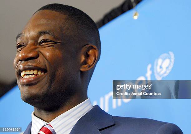 Dikembe Mutombo during NBA and UNICEF Launch Campaign for "Unite for Children, Unite against AIDS" at Unicef House in New York City, New York, United...