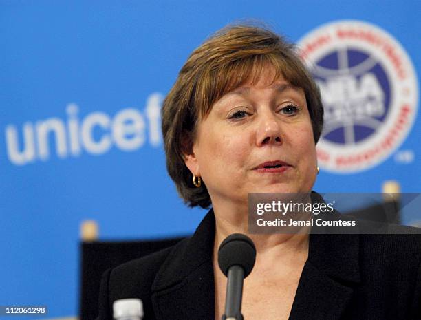 Ann M. Veneman, Executive Director of UNICEF during NBA and UNICEF Launch Campaign for "Unite for Children, Unite against AIDS" at Unicef House in...