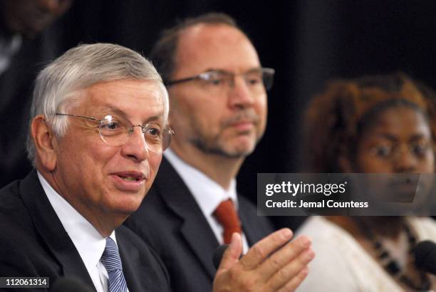 David J. Stern, Commissioner of the National Basketball Association and Dr. Peter Piot, Executive Director and Under Secretary General of the United...
