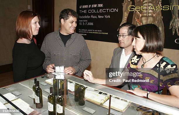 Michael and Denise Okuda talking to guests during 40 Years of Star Trek The Collection with Guest of Honor Leonard Nimoy at Christies in Beverly...