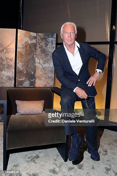 Giorgio Armani attends the Armani Casa Cocktail Party during the Milan Design Week 2011 on April 12, 2011 in Milan, Italy.