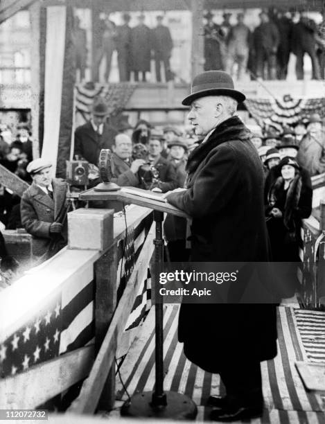 Alfred Emanuel Smith Jr aka Al Smith, american politician, here during presidential campaign, 1928 .