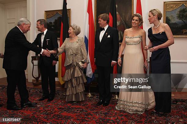 German President Christian Wulff, Queen Beatrix of the Netherlands, Prince Willem-Alexander of the Netherlands, Princess Maxima of the Netherlands...