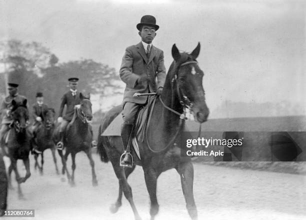 Hirohito japanese emperor in 1926-1989, here on horse c. 1925.