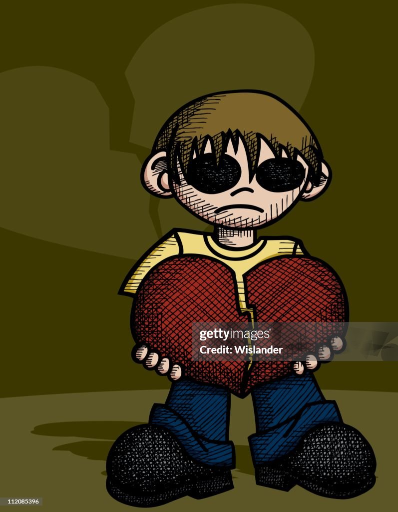 Creepy Boy With A Broken Heart High-Res Vector Graphic - Getty Images