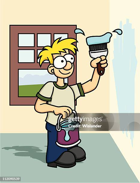 painter boy - smile builder stock illustrations