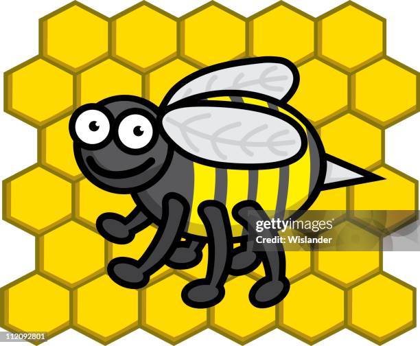 bee with honey comb - bumblebee stock illustrations