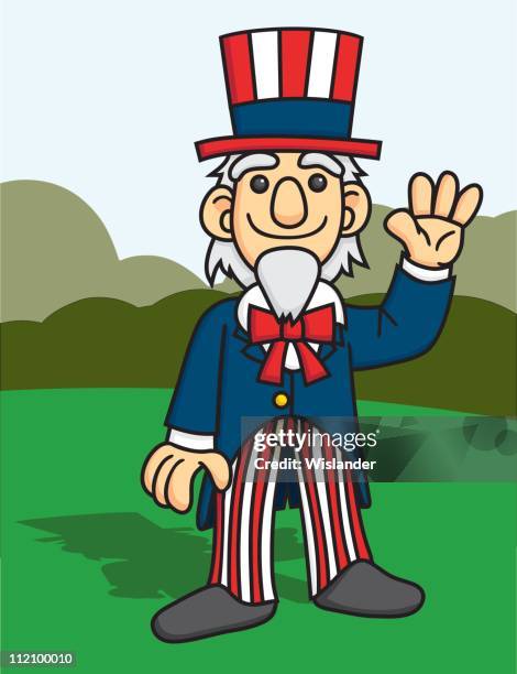 uncle sam waving - uncle sam stock illustrations