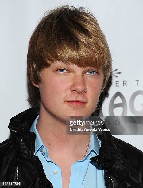 Actor Austin Anderson arrives at the opening night of 'Rain- A Tribute To The Beatles' at the Pantages Theatre on April 12, 2011 in Hollywood,...