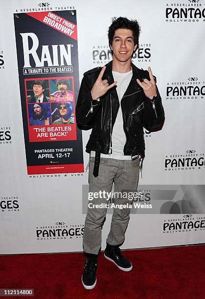 Actor Jared Kusnitz arrives at the opening night of 'Rain- A Tribute To The Beatles' at the Pantages Theatre on April 12, 2011 in Hollywood,...