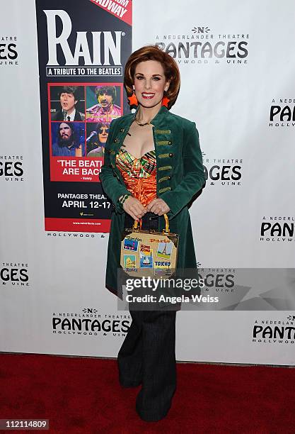 Actress Kat Kramer arrives at the opening night of 'Rain- A Tribute To The Beatles' at the Pantages Theatre on April 12, 2011 in Hollywood,...